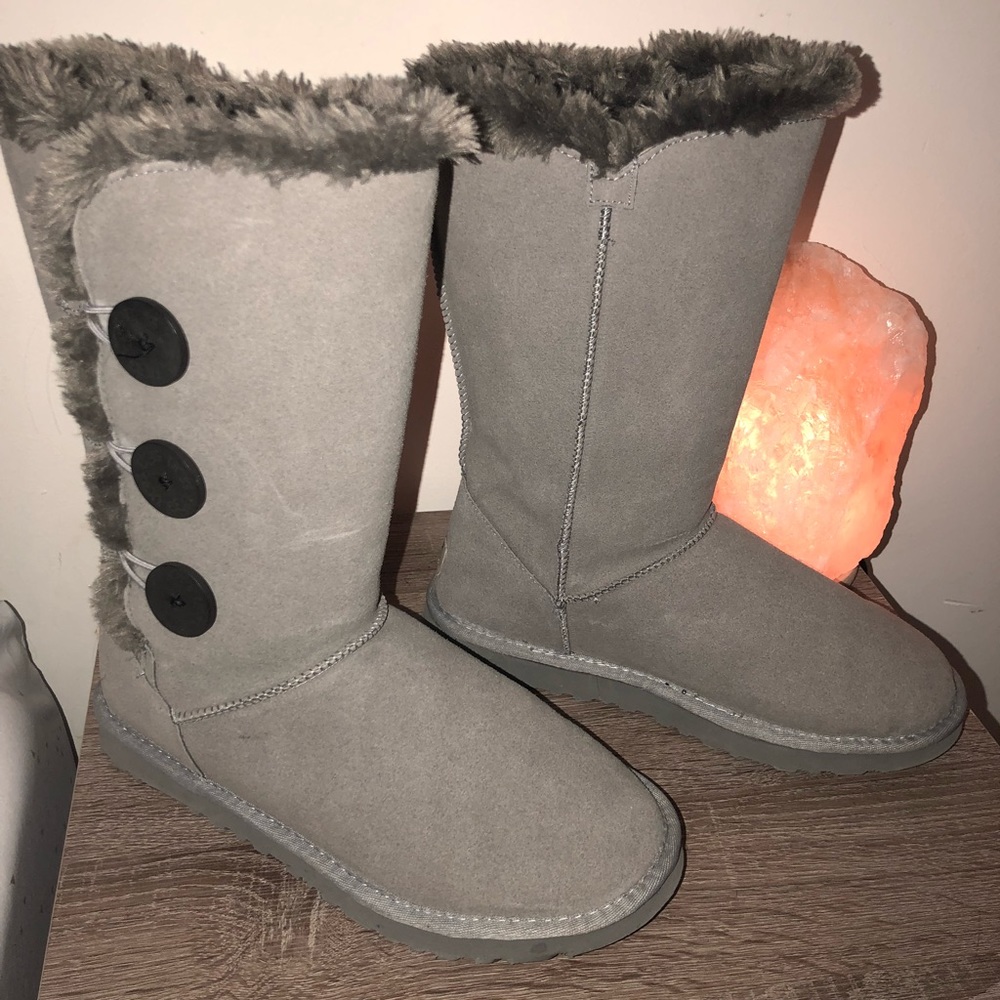 UGG shearling side button up boot